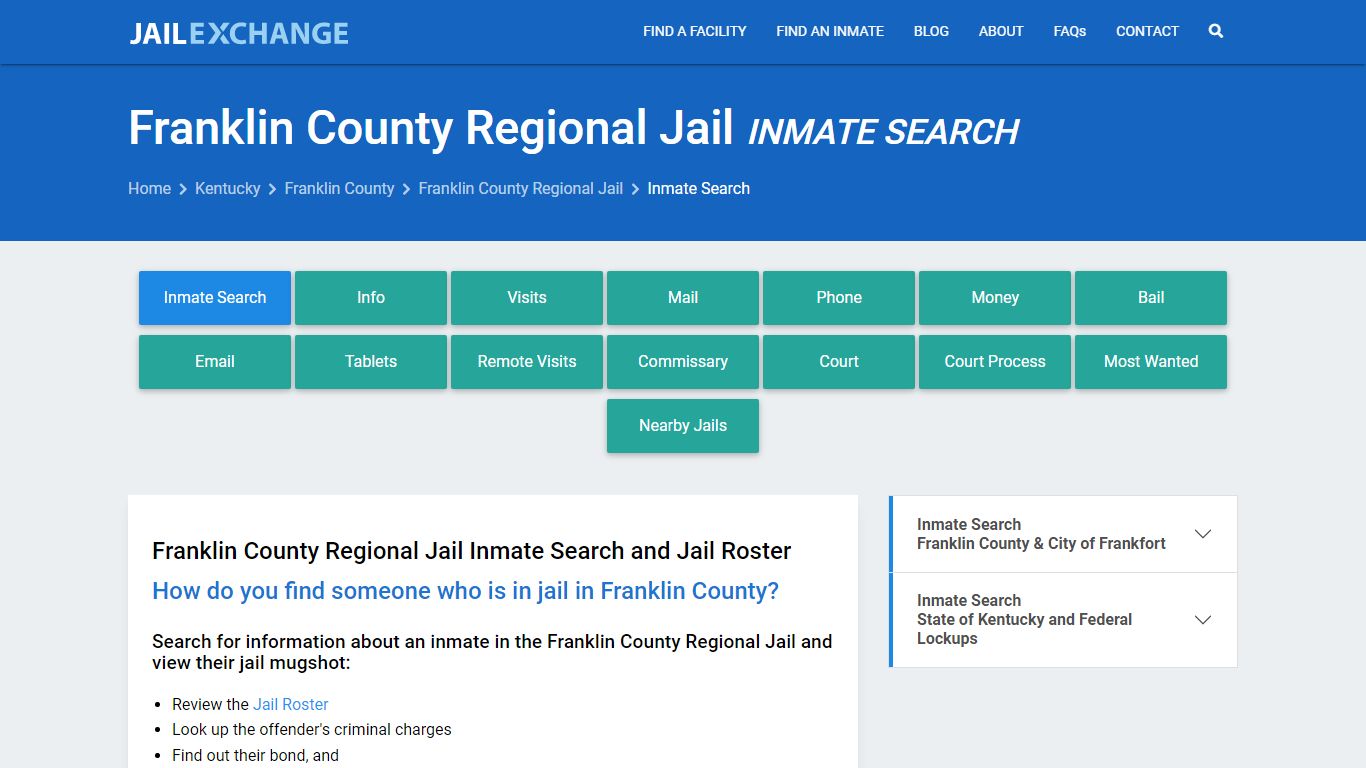 Franklin County Regional Jail Inmate Search - Jail Exchange