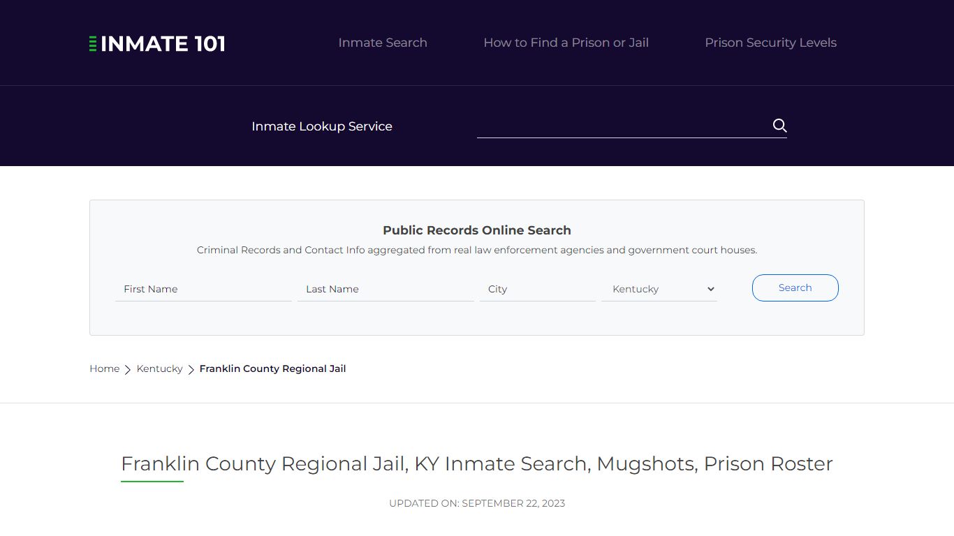 Franklin County Regional Jail, KY Inmate Search, Mugshots, Prison ...
